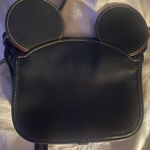 Coach x Disney Black Leather Patricia Saddle Bag Crossbody Mickey Ears RARE